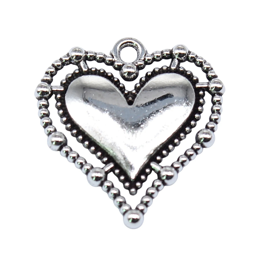 20x20mm 1.9g Antique Silver Zinc Alloy Gothic Heart Charm Pendant for DIY Necklace Bracelet Making