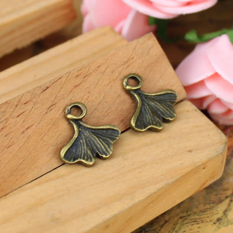 13x12MM Zinc Alloy Ginkgo Leaf Charm Pendant for DIY Necklace Bracelet Jewelry Making