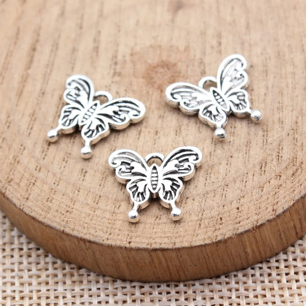 15x13mm 0.91g Antique Silver Zinc Alloy Butterfly Charm Pendant for DIY Bracelet Necklace Jewelry
