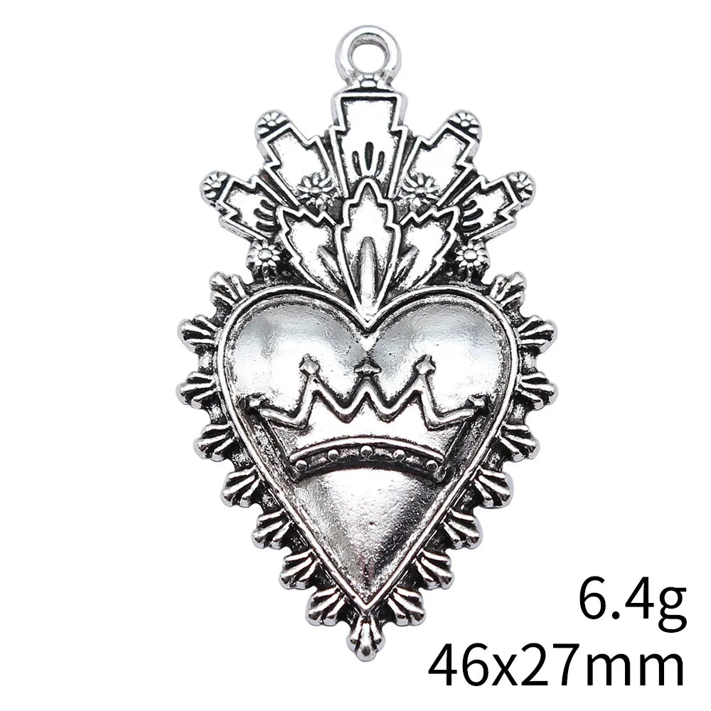 46x27mm 6.4g Antique Silver Zinc Alloy Gothic Heart Charm Pendant for DIY Necklace Bracelet Making