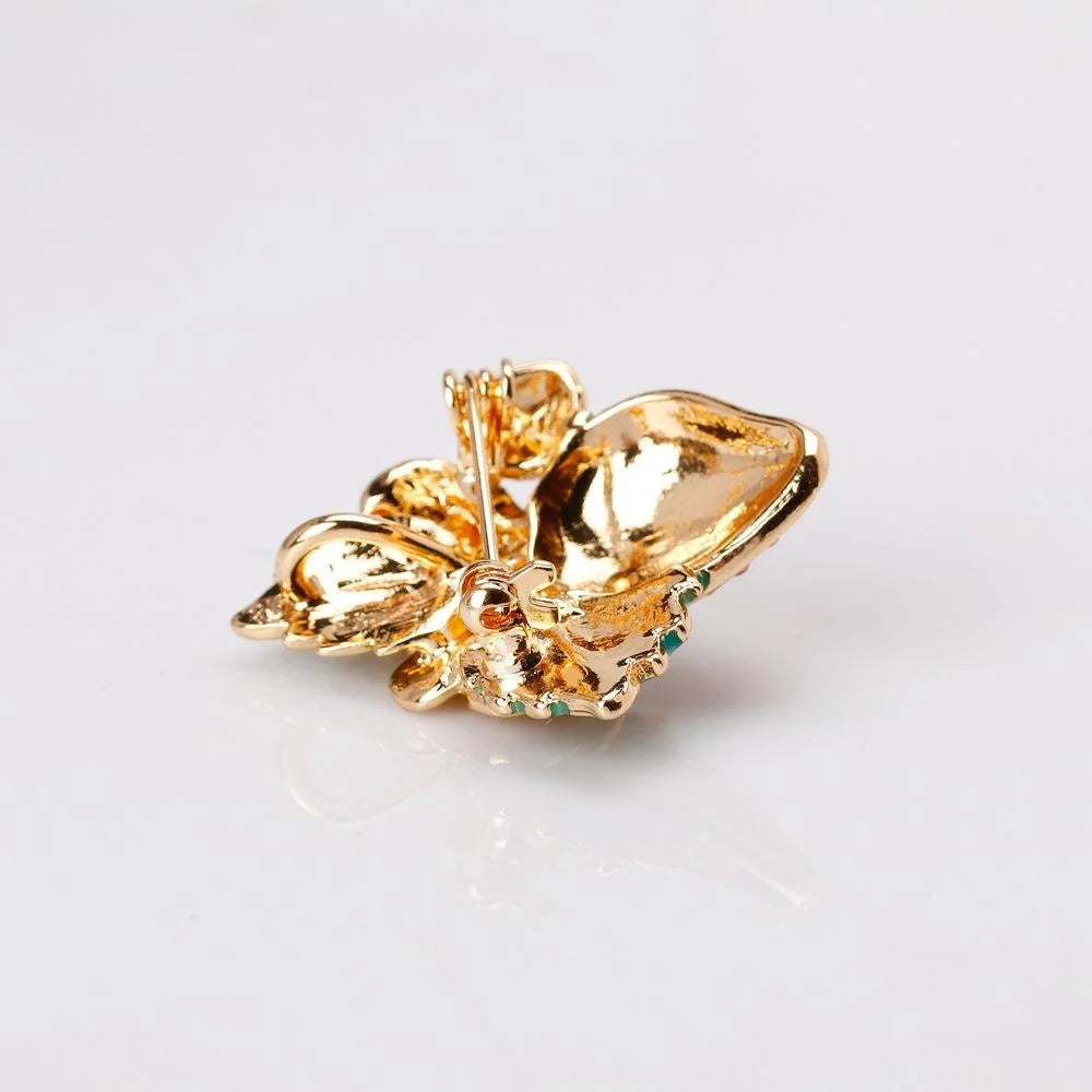 Elegant Enamel Strawberry Flower Brooch With Rhinestone Alloy Lapel Pin Corsage Suit Accessory Gift
