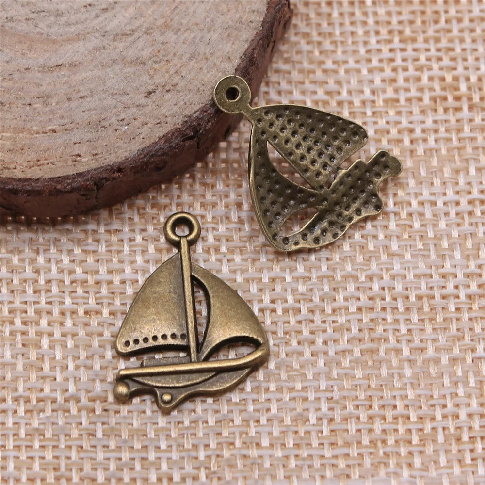 24x17mm 1.1g Multicolor Zinc Alloy Sailboat Charm Pendant for DIY Travel Theme Jewelry Making