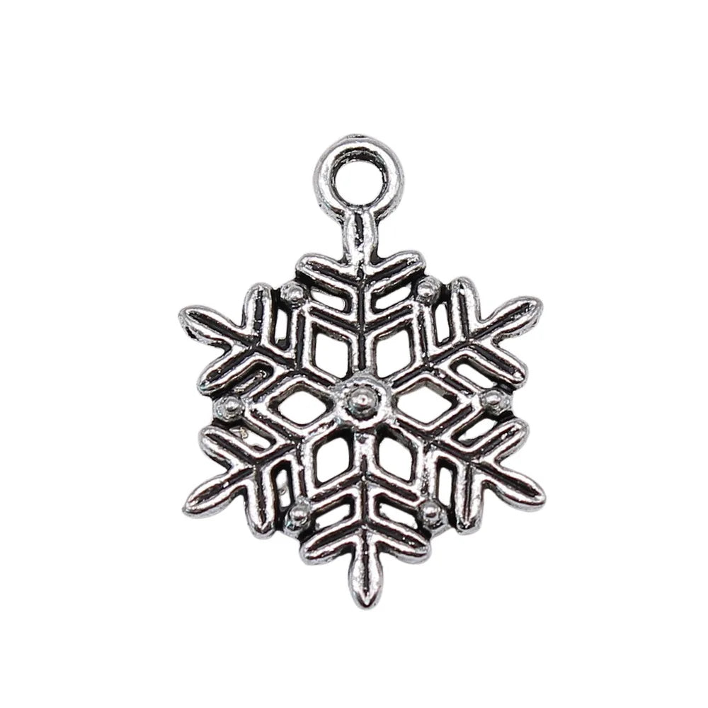 22x16mm 1.2g Antique Silver Zinc Alloy Snowflake Charm Pendant for Christmas Bracelet Making