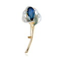 Elegant Calla Lily Flower Brooch With Blue Zircon Mother Of Pearl Petals, Luxury Lapel Pin Suit Corsage Gift