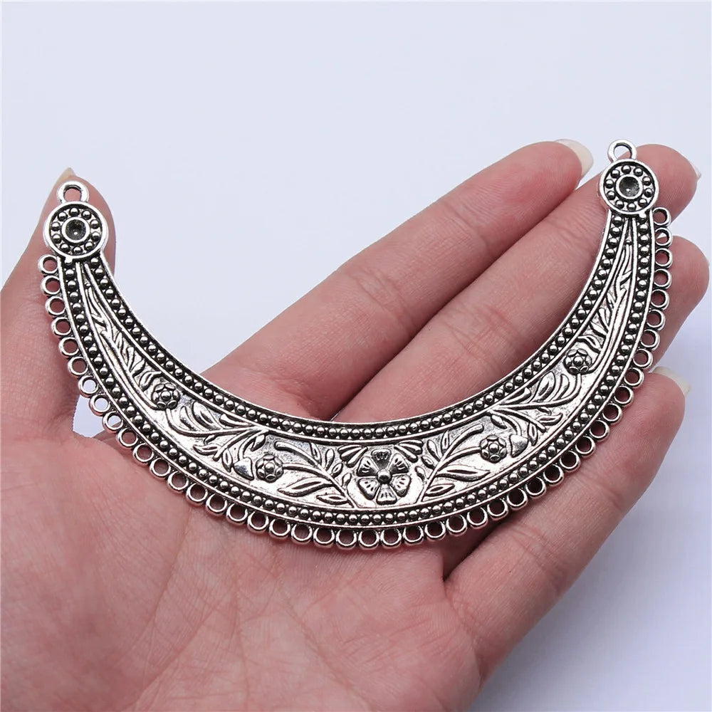 110x70mm 25g Antique Silver Zinc Alloy Large Pendant Connector Charm for DIY Necklace Jewelry Making