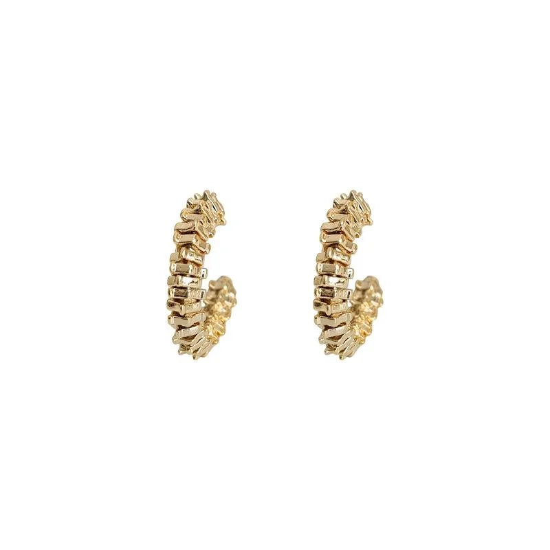 Premium 14K Gold Plated Copper Round Stud Earrings With Silver Plated Pin Minimalist Geometric Ear Jewelry