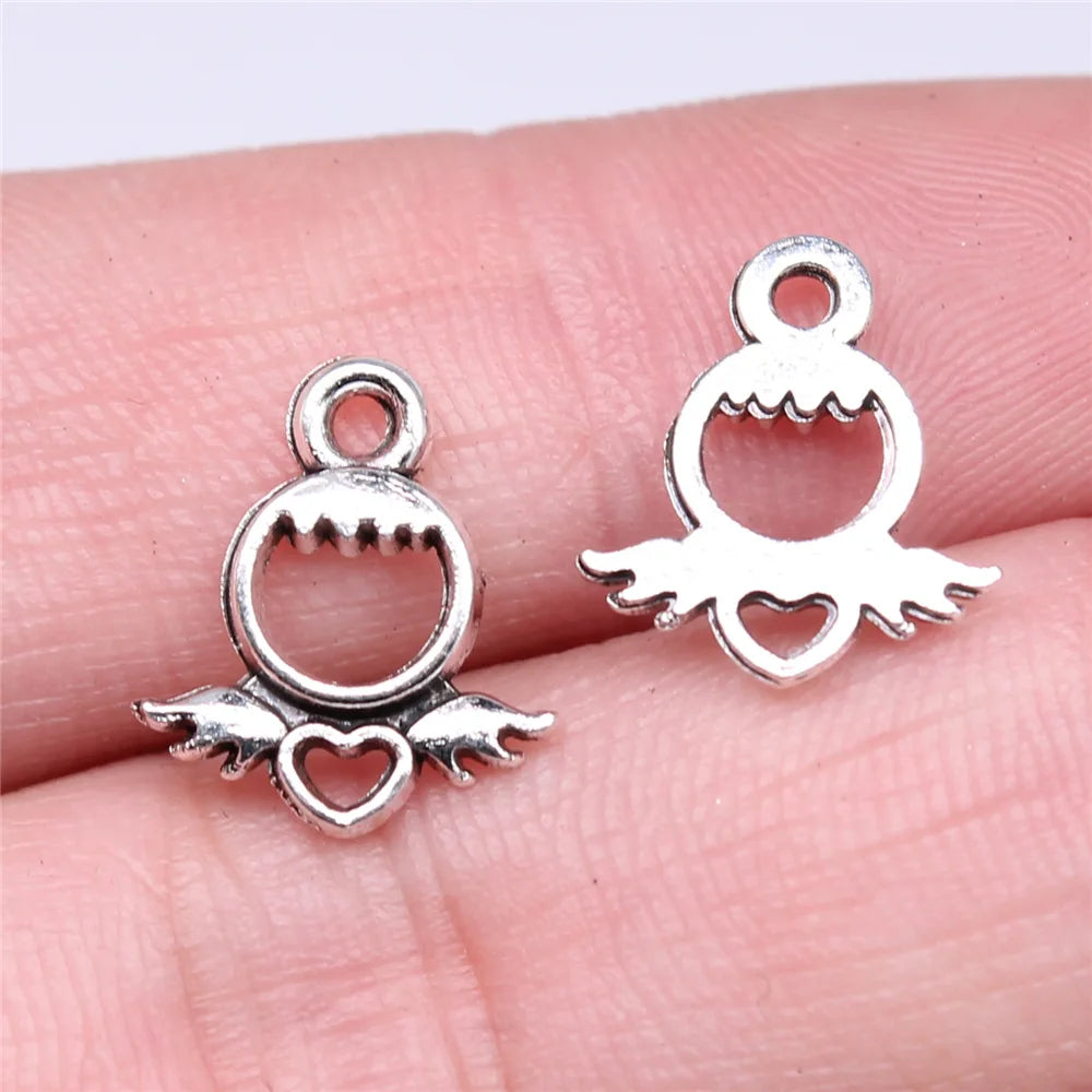 13x12mm 0.45g Antique Silver Zinc Alloy Angel Figure Charm Pendant for DIY Necklace Bracelet Making