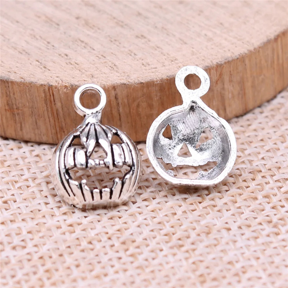 16x12mm 0.8g Antique Silver Zinc Alloy Halloween Pumpkin Charm Pendant for DIY Jewelry Making