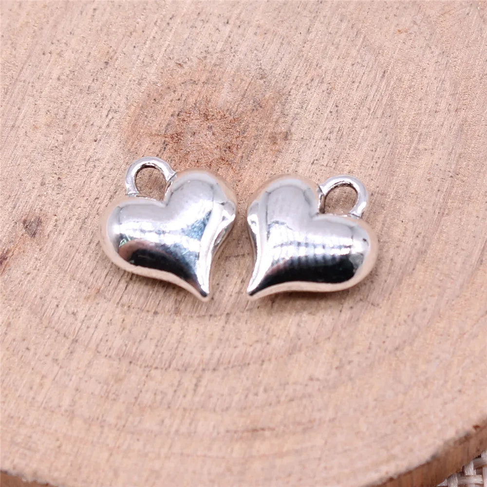 13x11mm 1.8g Multicolor Zinc Alloy 3D Heart Charm Pendant for DIY Necklace Bracelet Making
