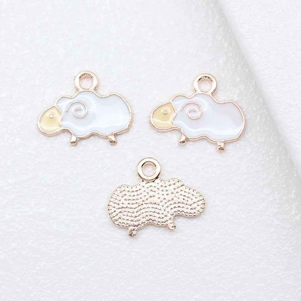 15x19mm 0.82g Multicolor Zinc Alloy Cartoon Sheep Charm Pendant for Necklace Bracelet Keychain DIY