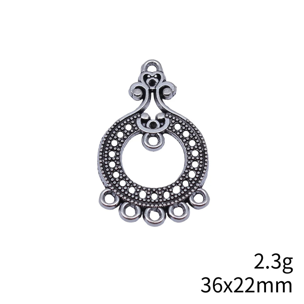 36x22mm 2.3g Antique Silver Zinc Alloy Rhinestone Setting Earring Connector Charm for DIY Jewelry