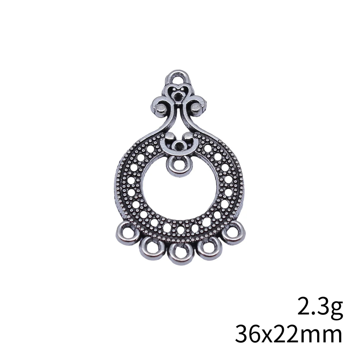 36x22mm 2.3g Antique Silver Zinc Alloy Rhinestone Setting Earring Connector Charm for DIY Jewelry