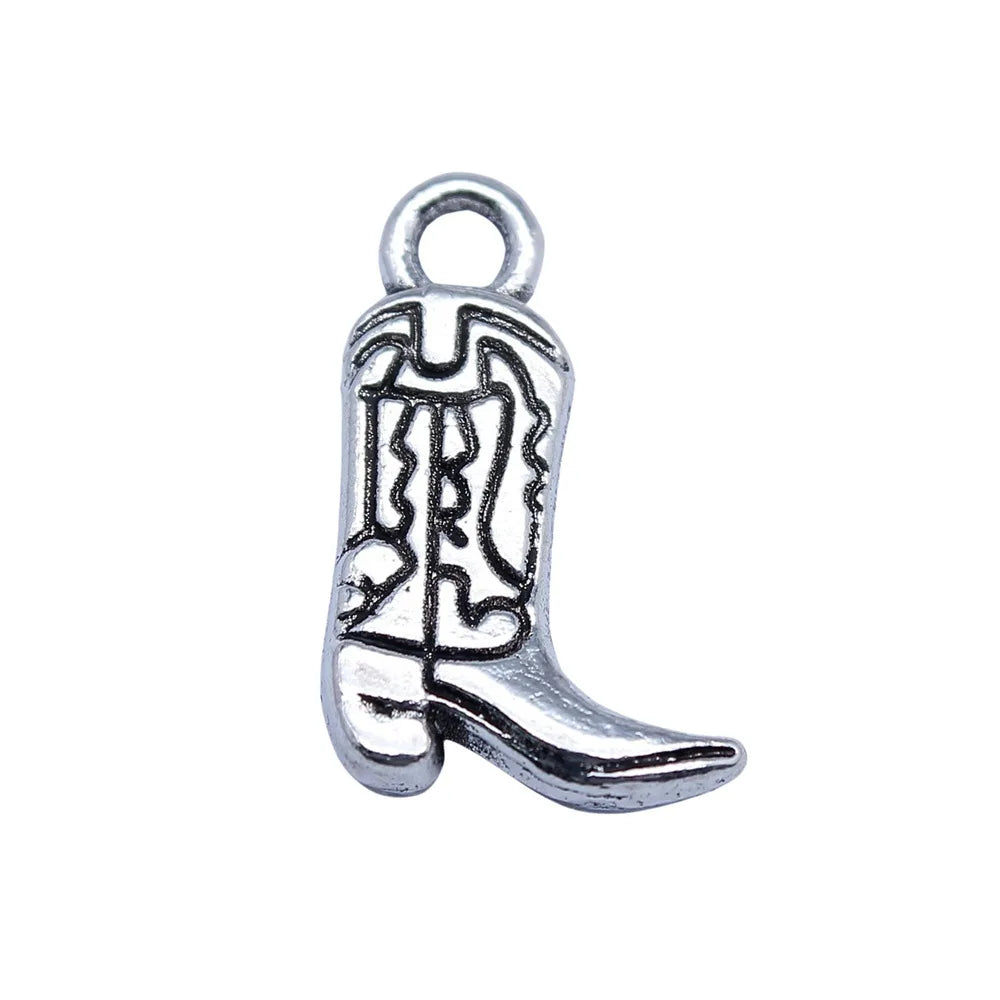 11x18mm 1.7g Multicolor Zinc Alloy Double Sided Cowboy Boot Charm Pendant for DIY Western Jewelry
