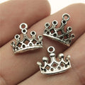 13x11mm 0.6g Antique Silver Crown Charm Pendant with Crystal Detail for DIY Clothing Jewelry Making