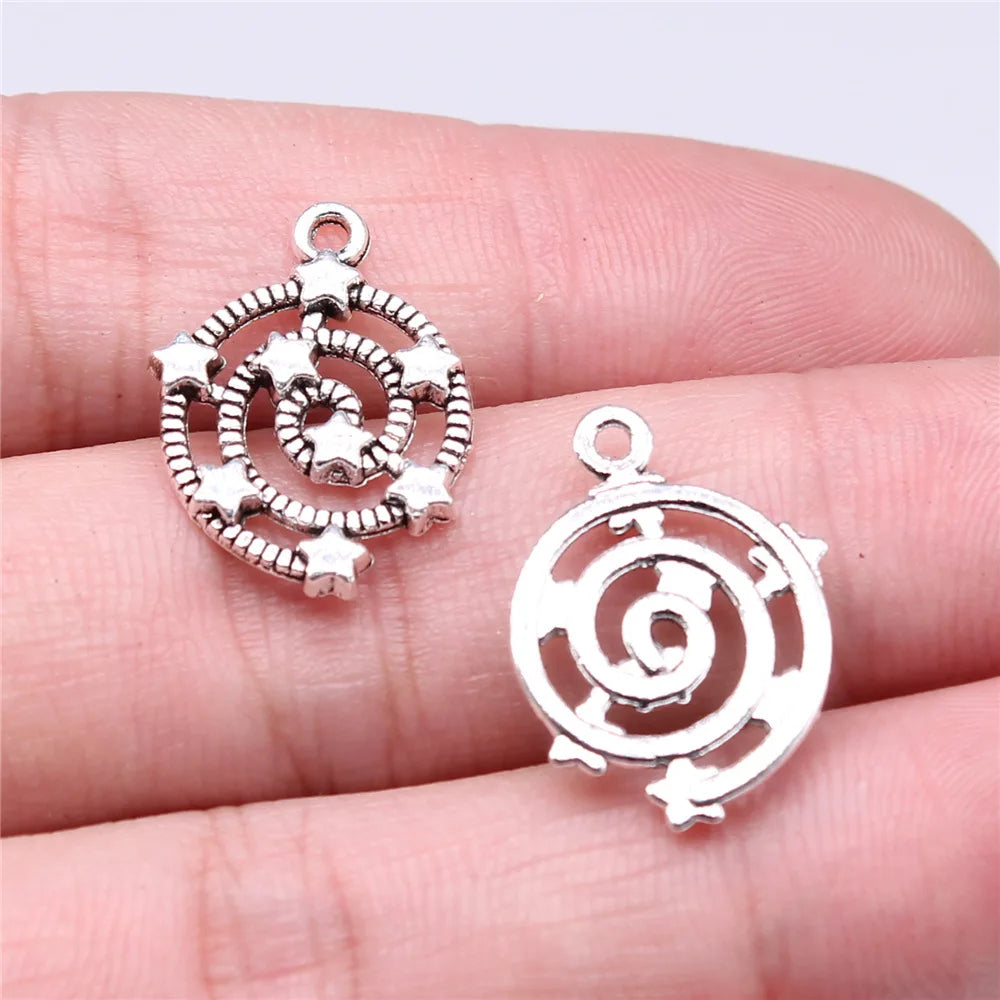 21x15mm 0.7g Antique Silver Zinc Alloy Star Charm Pendant for DIY Celestial Jewelry Making
