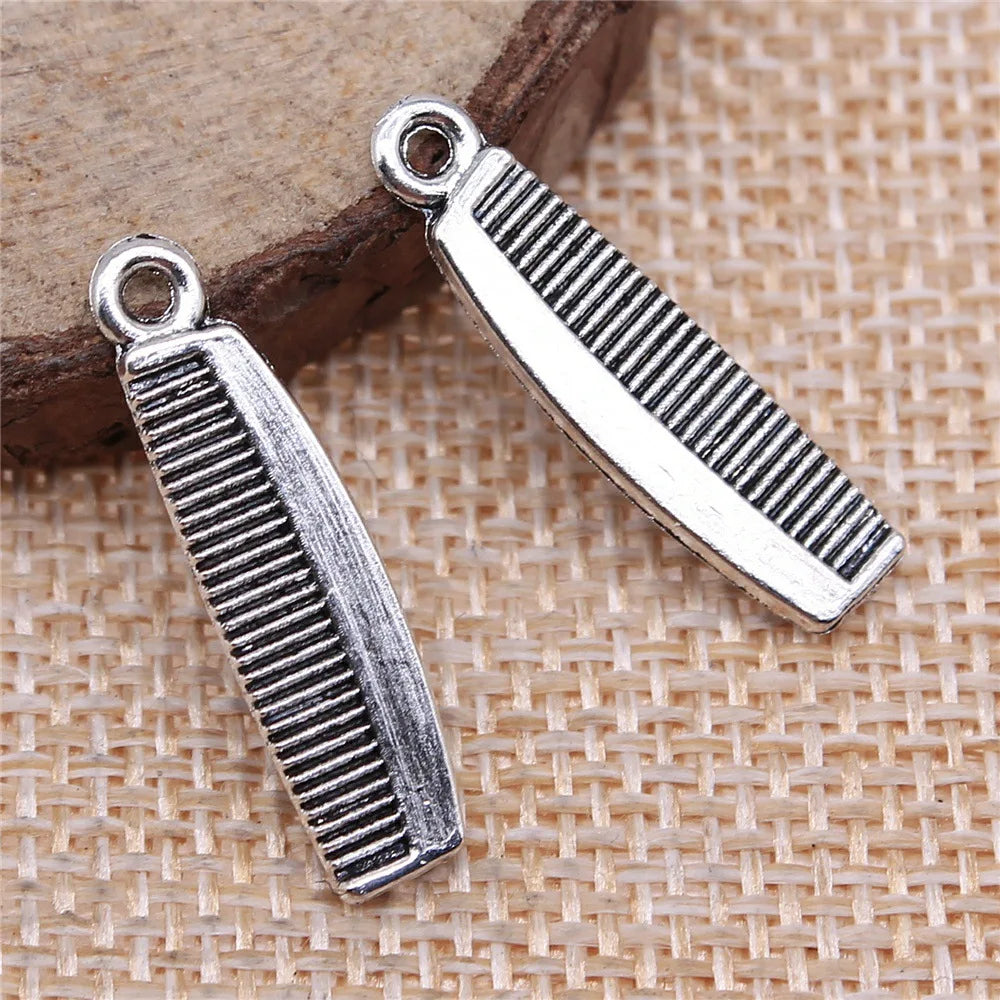 16x7mm 1.3g Multicolor Zinc Alloy Comb Charm Pendant for DIY Hair Salon Theme Jewelry Making