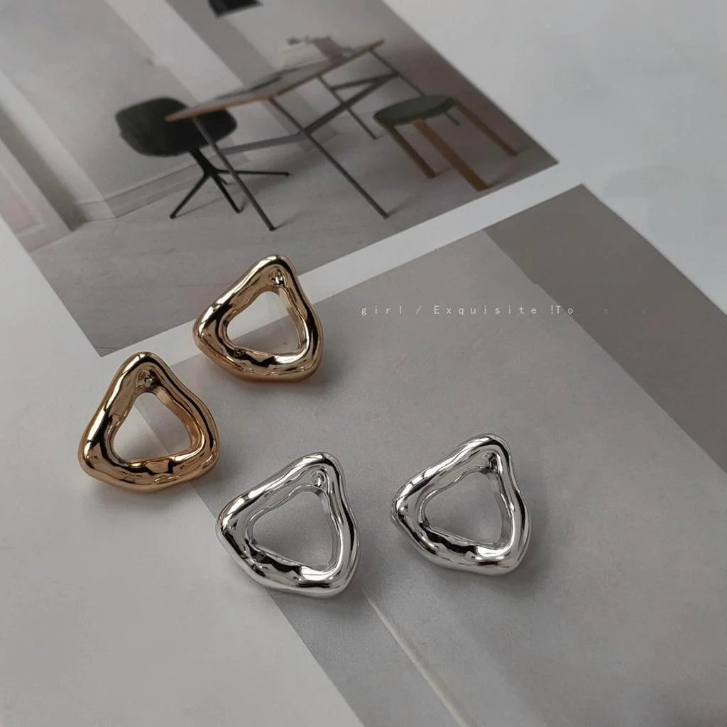 Minimalist 14K Plated Irregular Triangle Acrylic Stud Earrings