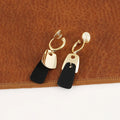 Elegant Contrast Color Geometric Black Enamel Gold Alloy Dangle Stud & Clip On No Piercing Earrings