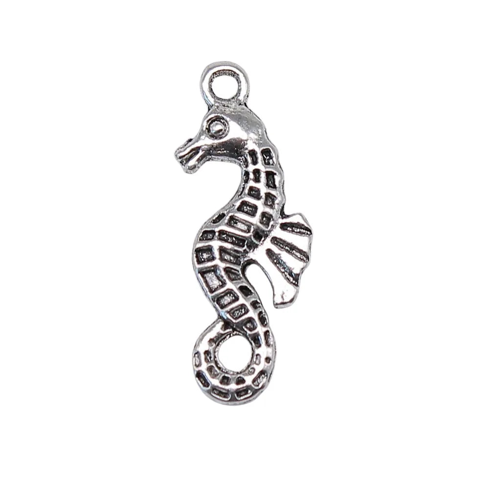 26x10mm 1.3g Antique Silver Zinc Alloy Seahorse Charm Pendant for DIY Ocean Theme Jewelry Making