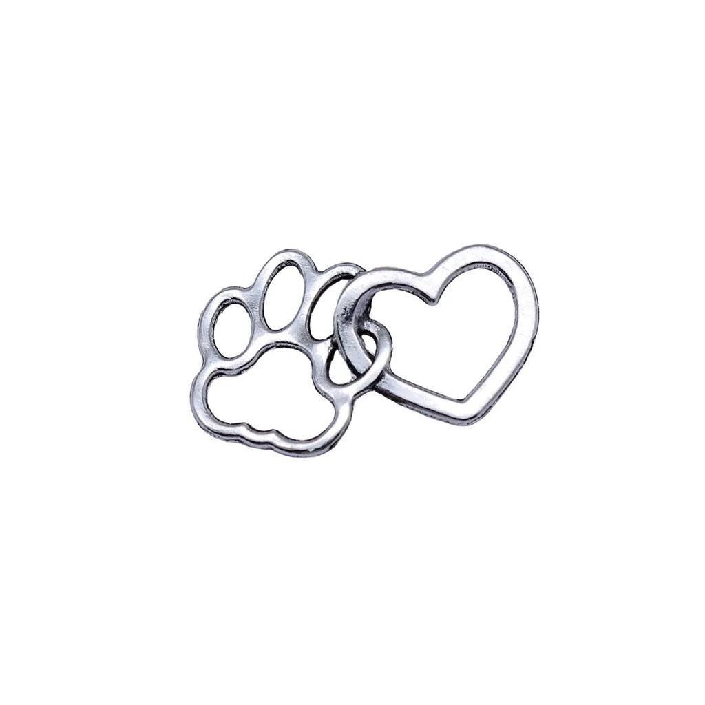32x20mm 1.95g Antique Silver Zinc Alloy Hollow Dog Paw Heart Charm Pendant for DIY Pet Jewelry