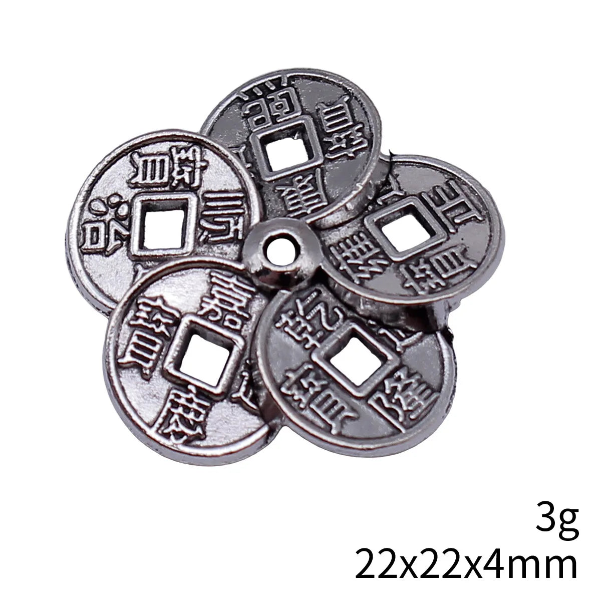 22x22x4mm 3g Antique Silver Zinc Alloy Five Emperors Coin Charm Pendant for DIY Jewelry Making