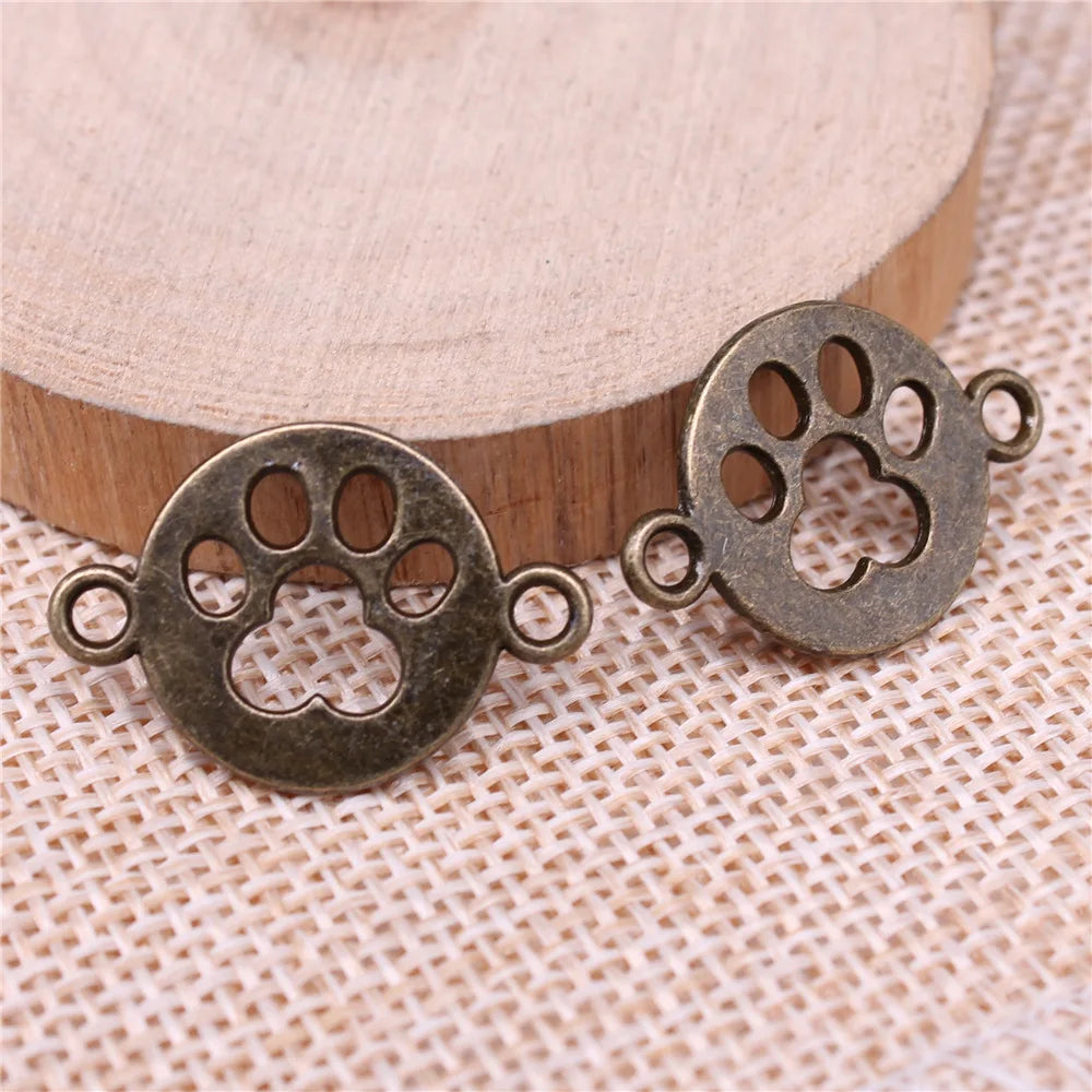 24x16mm 1.5g Multicolor Zinc Alloy Dog Paw connector charm for bracelet necklace DIY jewelry making