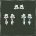 Elegant Gradient Drip Glaze Enamel Vase Flower Drop Earrings Silver Plated Copper Cool Tone