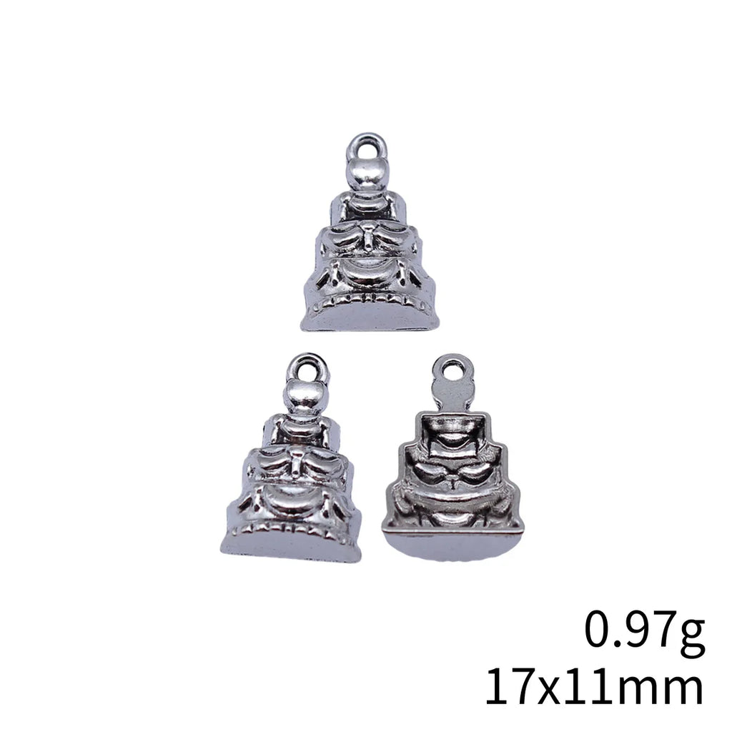 17x11mm 0.97g Antique Silver Zinc Alloy Birthday Cake Charm Pendant for Necklace Bracelet Jewelry Making