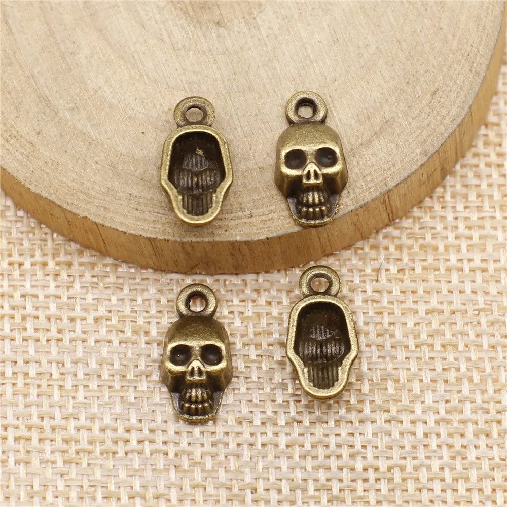 16x8mm 0.9g Multicolor Zinc Alloy Skull Head Charm Pendant for DIY Necklace Bracelet Keychain Making