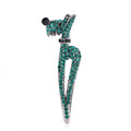 Cute Emerald Rhinestone Cartoon Dog Brooch, Alloy Animal Lapel Pin Corsage For Women's Suit Gift