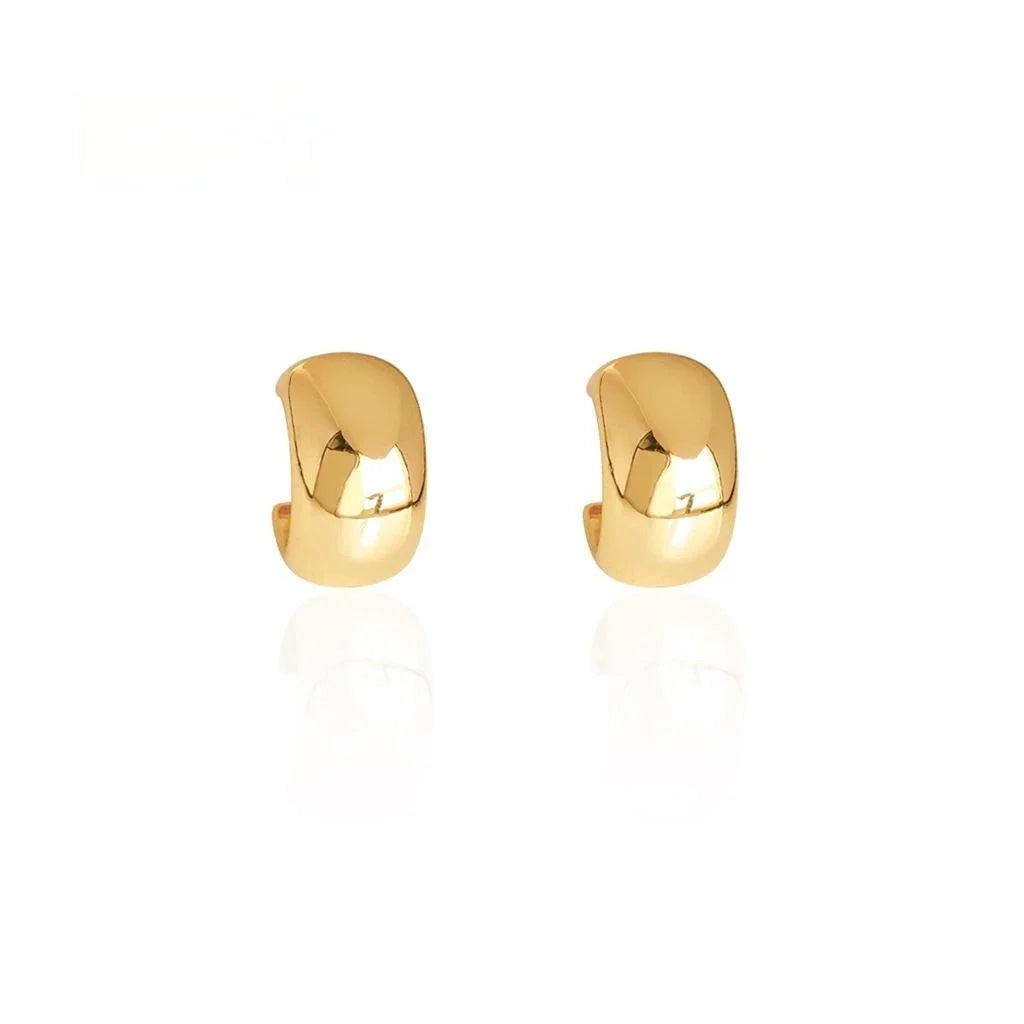 18K Gold Plated Copper Oval Geometric Drop Earrings Minimalist Light Luxury Fashion Jewelry
