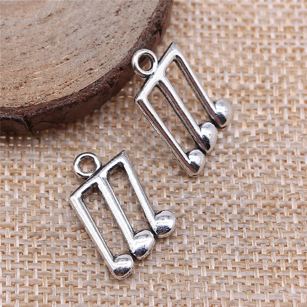 13x19mm 1.4g Antique Silver Zinc Alloy Music Note Charm Pendant for DIY Music Theme Jewelry Making