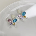 Sweet Cool Colorful Glass Crystal Butterfly Drop Earrings Candy Color Creative Student Jewelry