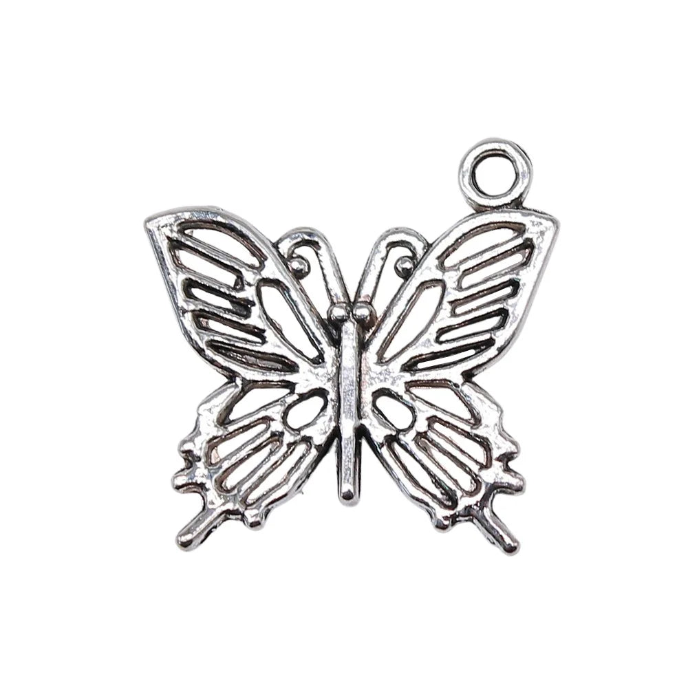 20x19mm 1.2g Antique Silver Zinc Alloy Butterfly Charm Pendant for DIY Necklace Bracelet Jewelry Making