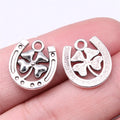 16x15mm 1.3g Antique Silver Zinc Alloy Four Leaf Clover Horseshoe Charm Pendant for DIY Jewelry Making