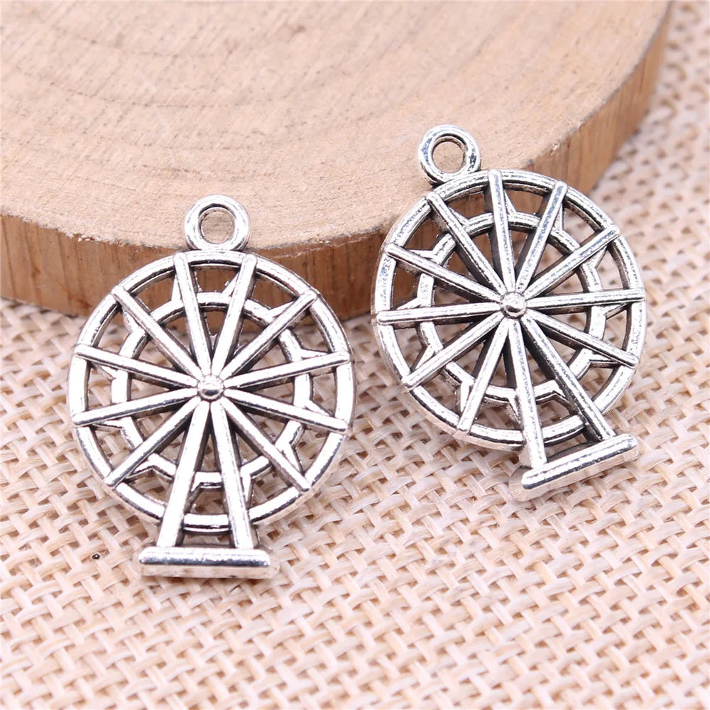 24x18mm 2.44g Antique Silver Zinc Alloy Ferris Wheel Charm Pendant for DIY Bracelet Necklace Making