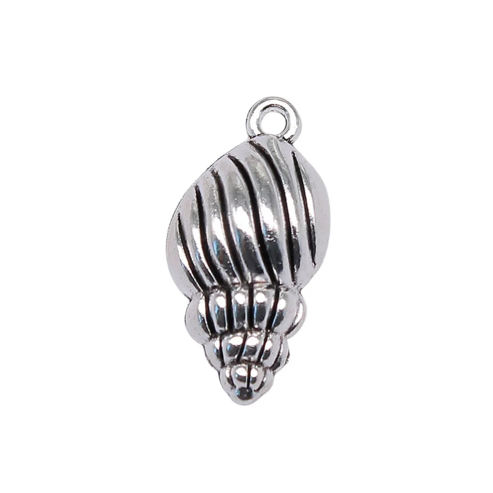 25x13mm 1.9g Antique Silver Zinc Alloy Conch Shell Charm Pendant for DIY Necklace Jewelry Making