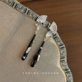 2025 New Chinese Style Copper Fan Drop Earrings Long Geometric Sweet Cool Fashion Jewelry