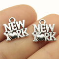 15x14mm 1.1g Antique Silver Zinc Alloy NEW YORK Letter Charm Pendant for Bracelet Necklace Making