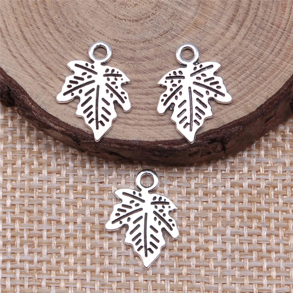 12x11mm 0.5g Antique Silver Zinc Alloy Leaf Charm Pendant for DIY Bracelet Necklace Jewelry Making