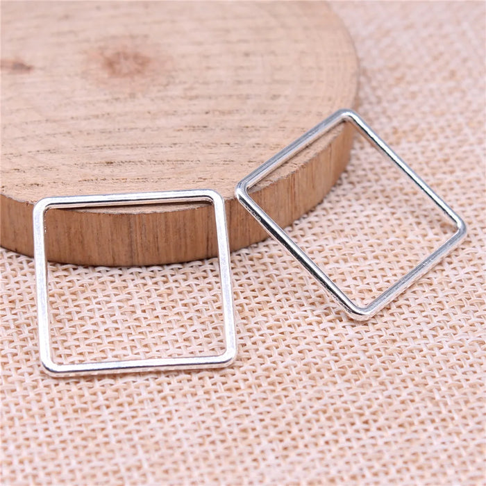 25x25mm 1.37g Zinc Alloy Geometric Square Charm Pendant for DIY Necklace Earring Jewelry Making