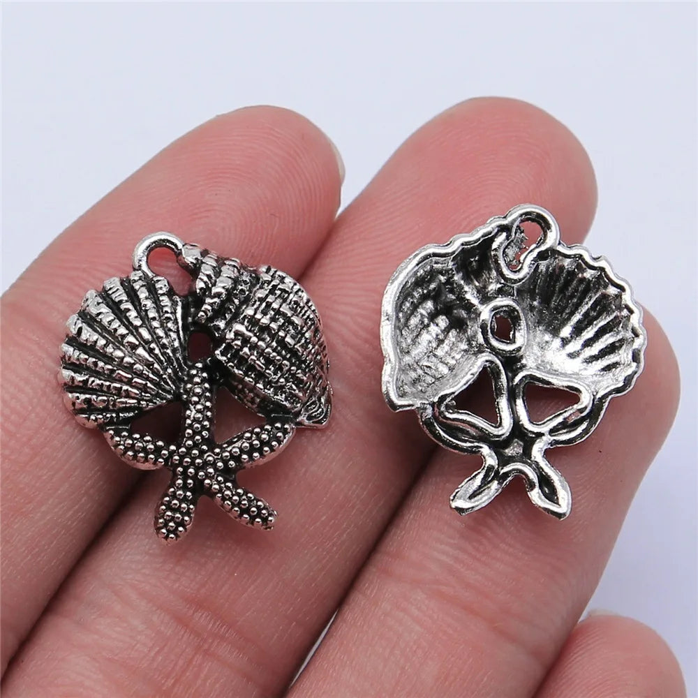 23x20mm 2.2g Zinc Alloy Shell Starfish Conch Charm Pendant for DIY Ocean Jewelry Making