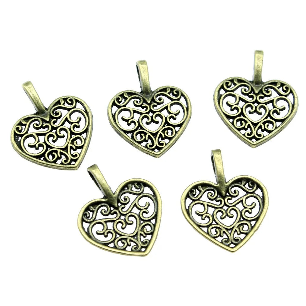16x14mm 0.9g Multicolor Zinc Alloy Heart Charm Pendant for DIY Bracelet Necklace Jewelry Making