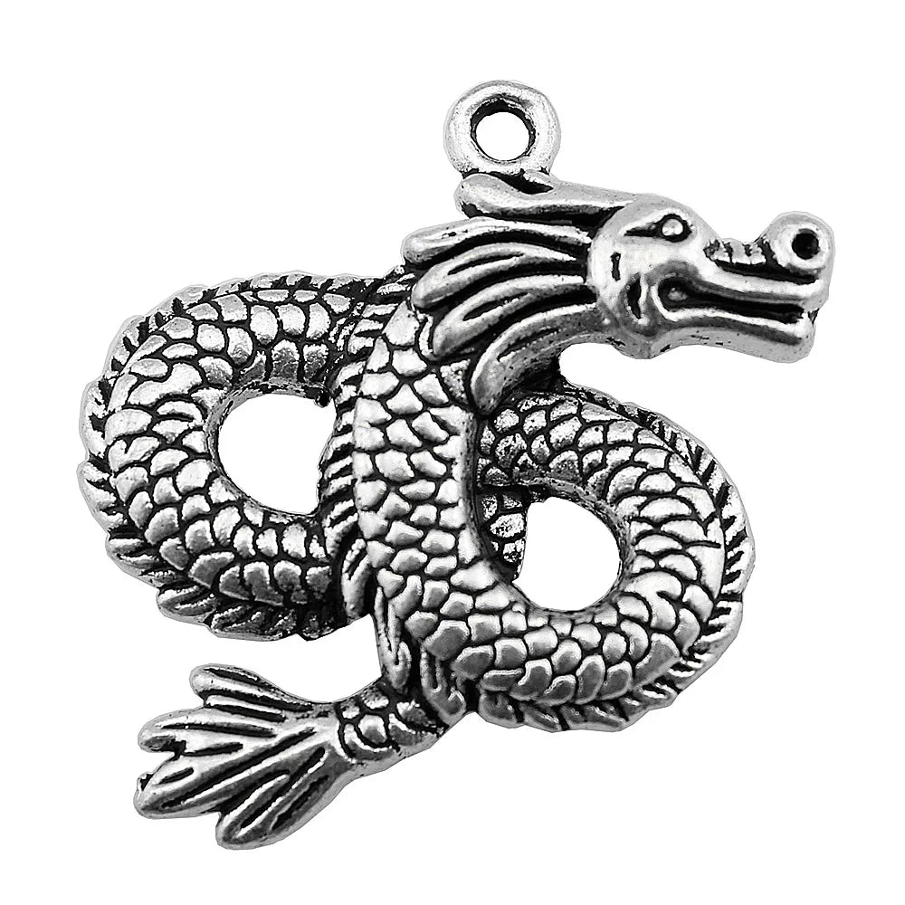 45x38mm 6.7g Zinc Alloy Dragon Charm Pendant for DIY Necklace Bracelet Jewelry Making