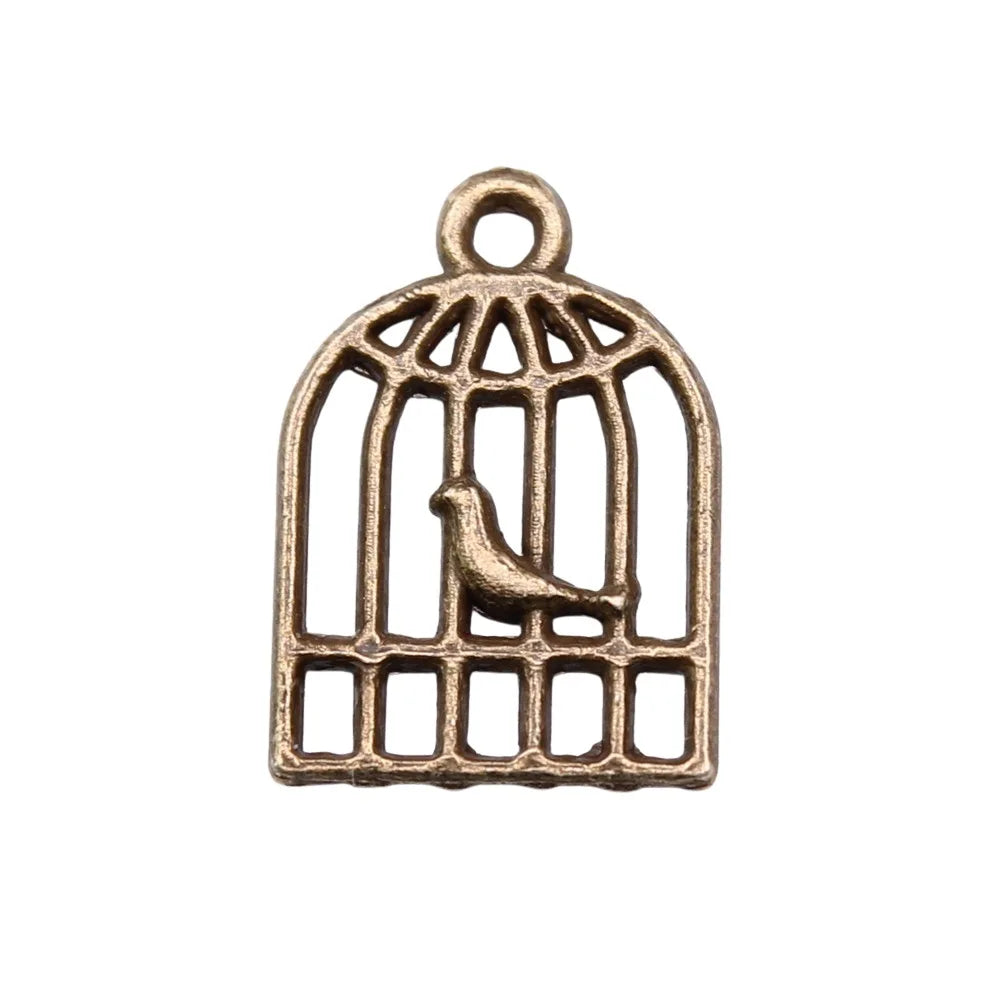 16x11mm 0.4g Multicolor Zinc Alloy Bird Cage Charm Pendant for DIY Necklace Bracelet Jewelry Making