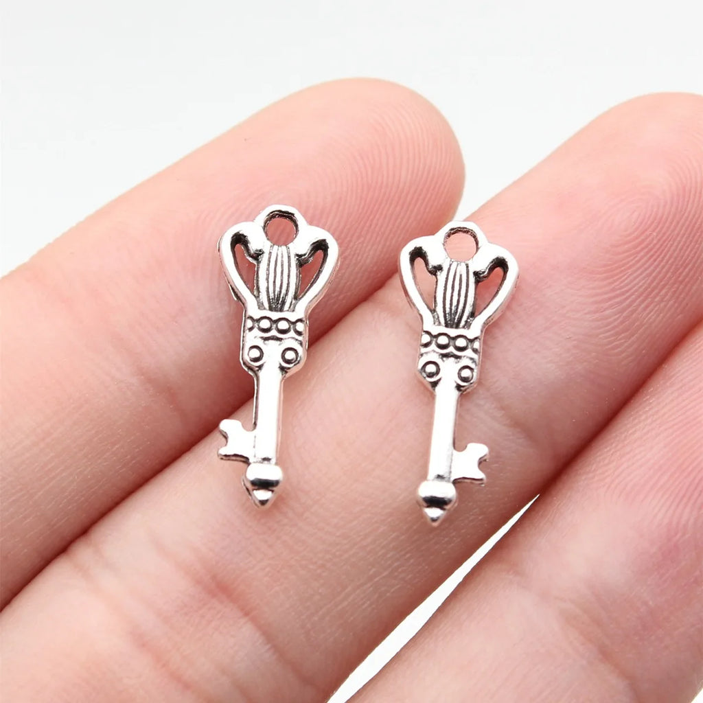 19x7.6mm 0.47g Multicolor Zinc Alloy Small Key Charm Pendant for Necklace Bracelet DIY Jewelry