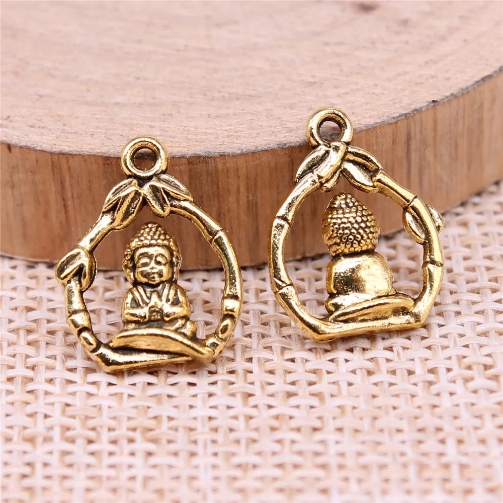 16x12mm 1.1g Multicolor Zinc Alloy Buddha Statue Charm Pendant for DIY Necklace Bracelet Making