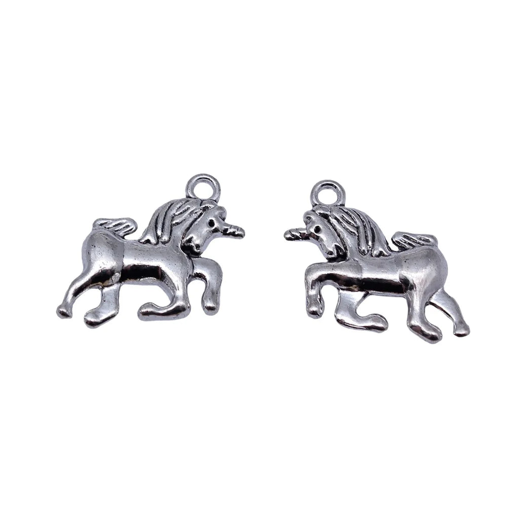 27x19mm 3.4g Antique Silver Tone Zinc Alloy Unicorn Charm Pendant for Necklace Bracelet DIY Jewelry