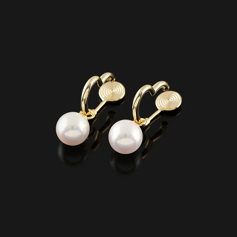 Elegant Heart Hoop Pearl Alloy Stud & Clip On No Piercing Minimalist Gold Tone Women's Earrings