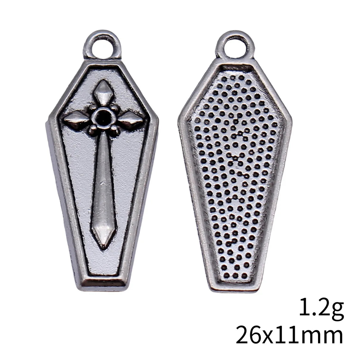 26x11mm 1.2g Antique Silver Zinc Alloy Cross Coffin Lid Charm Pendant for Gothic DIY Jewelry Making